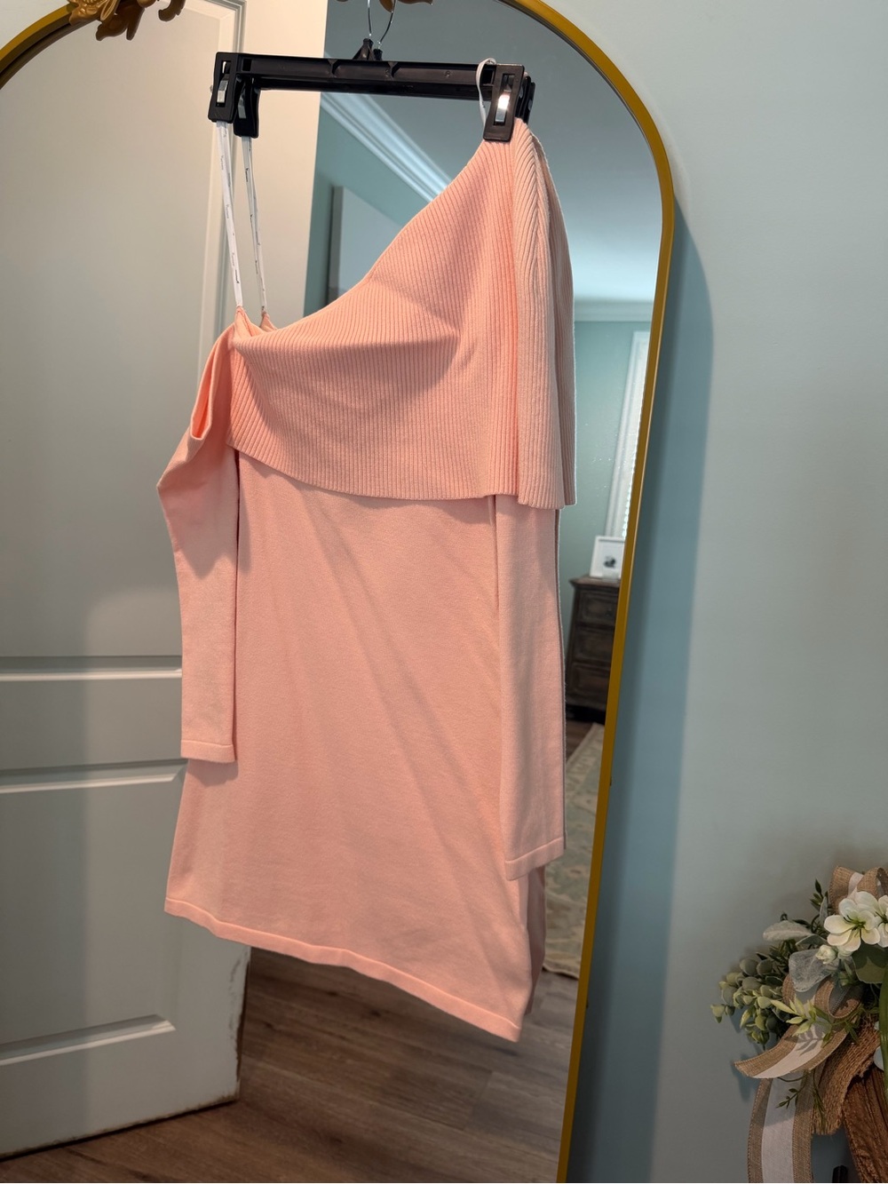 MINKPINK Blush One-Shoulder Ribbed Knit Dress